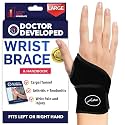 Doctor Developed Wrist Brace, Wrist Wraps for Carpal Tunnel Arthritis, Tendonitis, Hand Support, Ideal for Fitness, Weightlifting - Handbook Included (Wrist Brace - Large)