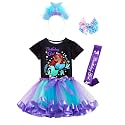 Doctor Unicorn Birthday Girls Mermaid Outfit Set Costume Tutu Skirt Dress, Mermaid Birthday Shirt, Headband &amp; Satin Sash