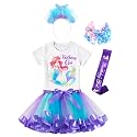 Doctor Unicorn Birthday Girls Mermaid Outfit Set Costume Tutu Skirt Dress, Mermaid Birthday Shirt, Headband &amp; Satin Sash
