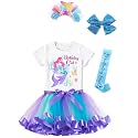 Doctor Unicorn Birthday Girls Mermaid Outfit Set Costume Tutu Skirt Dress, Mermaid Birthday Shirt, Headband &amp; Satin Sash
