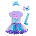 Doctor Unicorn Birthday Girls Mermaid Outfit Set Costume Tutu Skirt Dress, Mermaid Birthday Shirt, Headband & Satin Sash