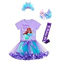 Doctor Unicorn Birthday Girls Mermaid Outfit Set Costume Tutu Skirt Dress, Mermaid Birthday Shirt, Headband &amp; Satin Sash