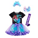 Doctor Unicorn Birthday Girls Mermaid Outfit Set Costume Tutu Skirt Dress, Mermaid Birthday Shirt, Headband & Satin Sash