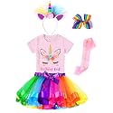 Doctor Unicorn Birthday Girls Unicorn Costume Outfit Rainbow Tutu, Unicorn T-shirt, Satin Sash, Hair Bow & Headband
