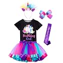 Doctor Unicorn Birthday Girls Unicorn Costume Outfit Rainbow Tutu, Unicorn T-shirt, Satin Sash, Hair Bow &amp; Headband