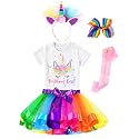 Doctor Unicorn Birthday Girls Unicorn Costume Outfit Rainbow Tutu, Unicorn T-shirt, Satin Sash, Hair Bow &amp; Headband