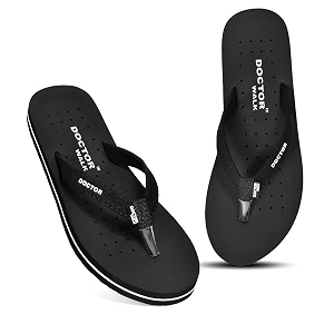 Doctor Walk Orthopaedic Flip Flops Black Cushioned