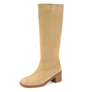 DOEYG Womens Banana Knee High Boots Square
