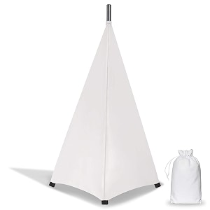 dofilachy speaker stand cover-dj bag with 360 degree cover speaker tripod scrim cover for speakerlighting with free travel bag one pack-white