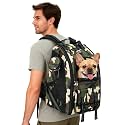 Dog Backpack Carrier with Ergonomic Support, Padded Straps and Ventilation, Hiking Pet Backpack with Safety Tethers, Reflective Trim and Waist Support, Up to 18lbs（Camouflage）