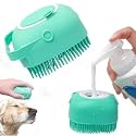 Dog Bath Brush Body Scrubber Shampoo Dispenser Tick Remover for Shower Bathing and Shedding Soft Silicone Bristles Brushes Groomers for Pet Puppy Dogs Cat (Color May Vary)(Blue, Pack of 1)