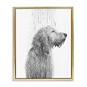 Dog Bathroom Splash Animal Cartoon, 17 x 21 Inch Canvas in Floater Frame