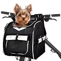 Dog Bike Basket, Foldable Pet Bike Carrier Backpack with Safety Strap, Waterproof Pet Bike Basket Suitable for Small Cats Kitten Puppy Dogs （New Black）