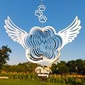 Dog Cat Memorial Gifts Stainless Steel Pet Paw Print Sympathy Wind Spinners