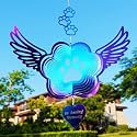 Dog Cat Paw Print Sympathy Gifts Stainless Steel Pet Memorial Wind Spinners