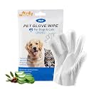 Pet Cleaning Gloves (6 Count) | Extra Thick Disposable Grooming Gloves with Aloe & Jojoba Oil, Waterless No-Rinse Odor Control, Lick-Safe Five-Finger Design for Cats & Dogs