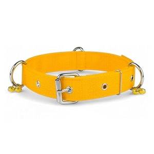 dog collar belt for medium dogs adjustable stylish nylon dog neck belt collar with bell for beagle boxer basenji border collie indian spitz bull terrier yellow medium