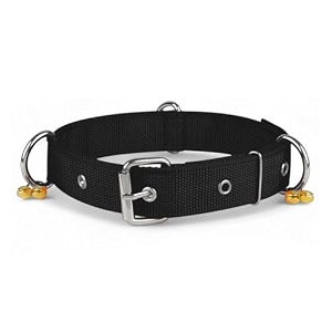dog collar belt for small dogs adjustable stylish nylon puppy dog neck collar belt with bell for shih tzu pug pomeranian french bulldog dachshund maltese black small42x19 cm