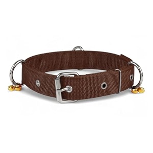 dog collar belt for small dogs adjustable stylish nylon puppy dog neck collar belt with bell for shih tzu pug pomeranian french bulldog dachshund maltese brown small42x19 cm