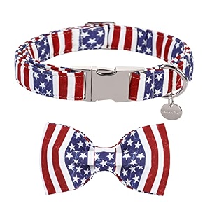 dog collar with bow tie 4th of july comfortable cotton dog collar american flag collar for puppy girl boy dog or cat patriotic bowtie collar with metal buckle xs