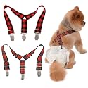 2PACK TESSVEYA Dog Diaper Suspenders Dog Suspenders for Male or Female Diaper Keeper Suspender for Dog Dress, Dog Skirt (Red Grid, M)
