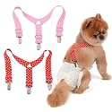 2PACK TESSVEYA Dog Diaper Suspenders Dog Suspenders for Male or Female Diaper Keeper Suspender for Dog Dress, Dog Skirt (Red dots &amp; Pink dots, M)