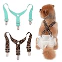 2PACK TESSVEYA Dog Diaper Suspenders Dog Suspenders for Male or Female Diaper Keeper Suspender for Dog Dress, Dog Skirt (Leopard Print &amp; Light Green, S)