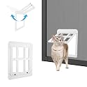 Dog Door for Screen Door, Small Pet Door for Small Dogs Cats, 8.3" x 10.3" Magnetic Flap with Lockable Insert, Sliding Screen Door Compatible, White S