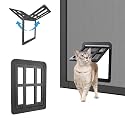 Dog Door for Screen Door, Small Pet Door for Small Dogs Cats, 8.3" x 10.3" Magnetic Flap Auto Close, Lockable Insert, Sliding Screen Door Compatible, Black S