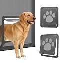 Dog Door for Screen Doors, Large Dog Opening for Sliding Doors, Inner Flap 12"×14" Lockable Magnetic with Automatic Close, Sturdy ABS Pet Doorway for Small to Large Dogs, Black L