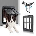 Dog Door for Sliding Door, Lockable Dog Screen Door with Magnetic Closure Easy Install Pet Door for Dogs Cats, 11.2"x14.4" Black