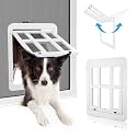 Dog Door for Sliding Door, Lockable Dog Screen Door with Magnetic Closure Easy Install Pet Door for Dogs Cats, Inner Flap 11.2 x 14.4 inches, White L