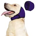 JOHNBOLIN Dog Ear Muffs &amp; No Shake Ear Wrap for Hematoma, Bathing, Drying &amp; Noise Anxiety Relief - Elastic Waterproof Ear Protector with Calming Hoodie Design for Grooming (Purple, S)