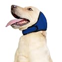 JOHNBOLIN Dog Ear Muffs & No Shake Ear Wrap for Hematoma, Bathing, Drying & Noise Anxiety Relief - Elastic Waterproof Ear Protector with Calming Hoodie Design for Grooming (Blue, S)