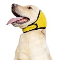 JOHNBOLIN Dog Ear Muffs &amp; No Shake Ear Wrap for Hematoma, Bathing, Drying &amp; Noise Anxiety Relief - Elastic Waterproof Ear Protector with Calming Hoodie Design for Grooming/Head Ear Cover (Yellow, S)