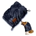 Dog Ear Muffs Noise Protection - Soft Calming Hood for Anxiety Relief, Fireworks, Thunder, Grooming &amp; Vet Visits - Elastic Band &amp; Comfortable Neck Warmer for Travel (Navy, Medium)