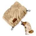 Dog Ear Muffs Noise Protection - Soft Calming Hood for Anxiety Relief, Fireworks, Thunder, Grooming &amp; Vet Visits - Elastic Band &amp; Comfortable Neck Warmer for Travel (No Ear, Brown, Large)