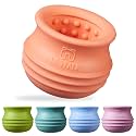 Dog Enrichment Treat Toy, Long-Lasting Wobbly Interactive Freeze Lick Toys for Dogs, Stuffable Puzzle Feeder Toy for Boredom, Silicone Treat Dispensing Chew Toy (Pastel Orange,M)