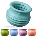 Dog Enrichment Treat Toy, Long-Lasting Wobbly Interactive Freeze Lick Toys for Dogs, Stuffable Puzzle Feeder Toy for Boredom, Silicone Treat Dispensing Chew Toy (Teal Blue,S)