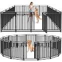Dog Fence Outdoor for Yard Dog Playpen Indoor 40" Height 16 Panels Portable Puppy Playpen Dog Kennel for RV Camping(Black-Silver)