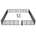 Dog Fence Outdoor for Yard Indoor Dog Playpen 40" Height 32 Panels Portable Dog Pen Metal Dog Kennel for RV Camping(Black-Silver)