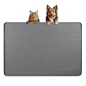 Dog Food Mat 34''x22'' Extra Large Dog Mat for Food and Water, Dark Grey