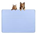 Dog Food Mat 34''x22'' Extra Large Dog Mat for Food and Water, Blue