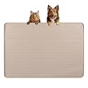 Dog Food Mat 34''x22'' Extra Large Dog Mat for Food and Water, Khaki