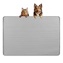 Dog Food Mat 34''x22'' Extra Large Dog Mat for Food and Water, Light Grey