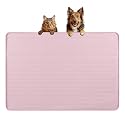 Dog Food Mat 34''x22'' Extra Large Dog Mat for Food and Water, Pink