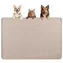 Dog Food Mat 40''x28'' Extra Large Dog Mat for Food and Water, Khaki