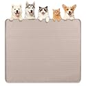 Dog Food Mat 40''x40'' Extra Large Dog Mat for Food and Water,Khaki