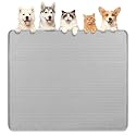 Dog Food Mat 40''x40'' Extra Large Dog Mat for Food and Water, Light Grey