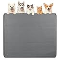 Dog Food Mat 40''x40'' Extra Large Dog Mat for Food and Water,Dark Grey